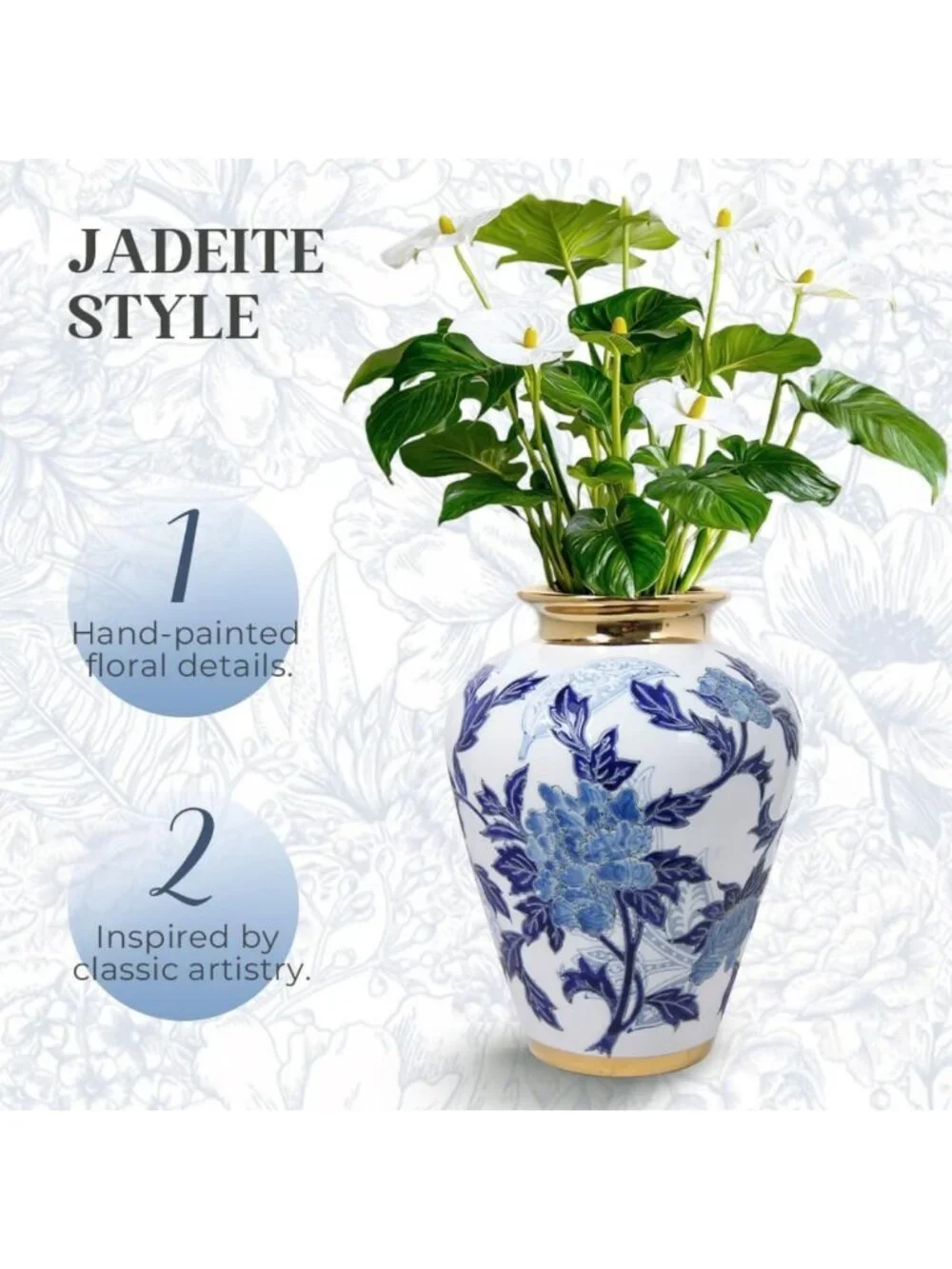 Chinoiserie Blue & White Vase 9.8